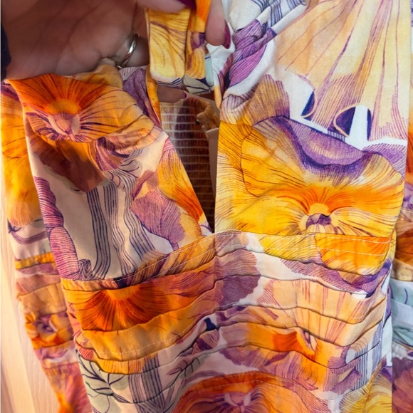 Anthropologie Floral Maxi Dress in Orange and Purple - Picture 2 of 3